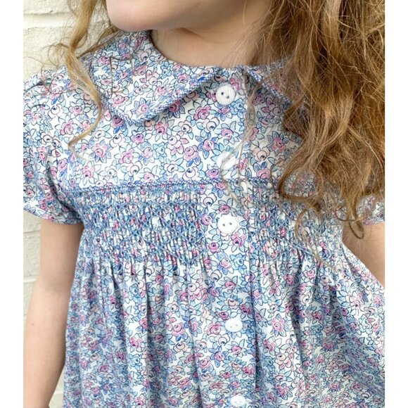 James & Lottie Ella Floral Smocked Baby Dress 24 Months Cotton Floral Short Slee
